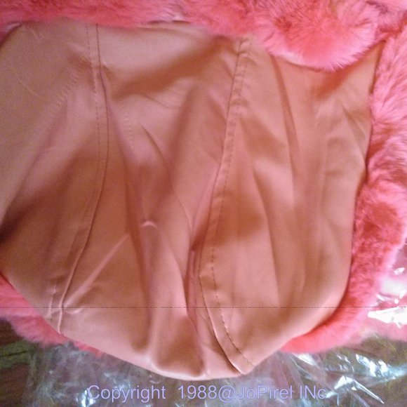 Vintage Austin Powers J&X Pink Long Shawl Faux Fur Hooded Sleeveless Jacket - Picture 9 of 9